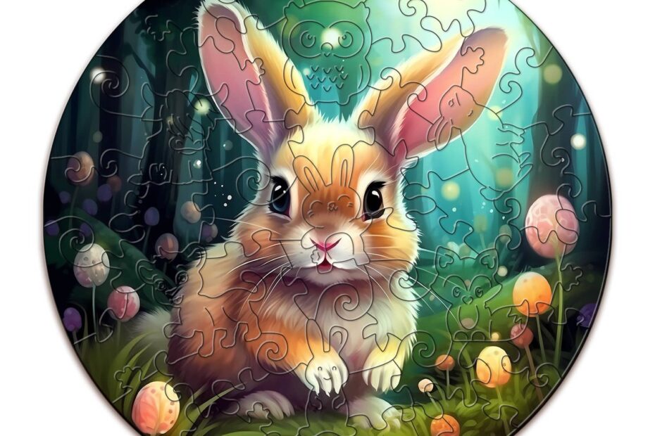 Children Wooden Jigsaw Puzzle-Cute Bunny