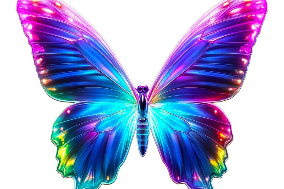 Wooden Jigsaw Puzzle – Fluorescent Butterfly