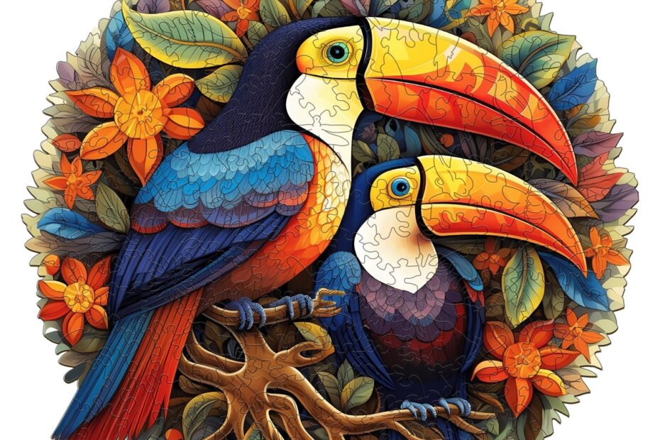 Wooden Jigsaw Puzzle-gorgeous toucans