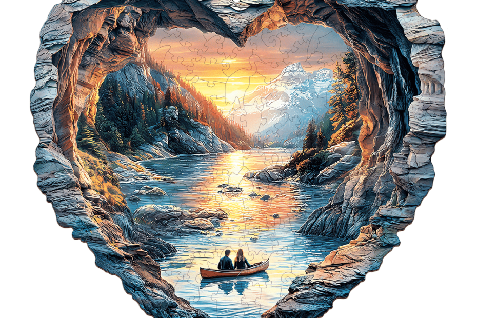 Wooden Jigsaw Puzzle – Heart-Shaped Scenic Adventure