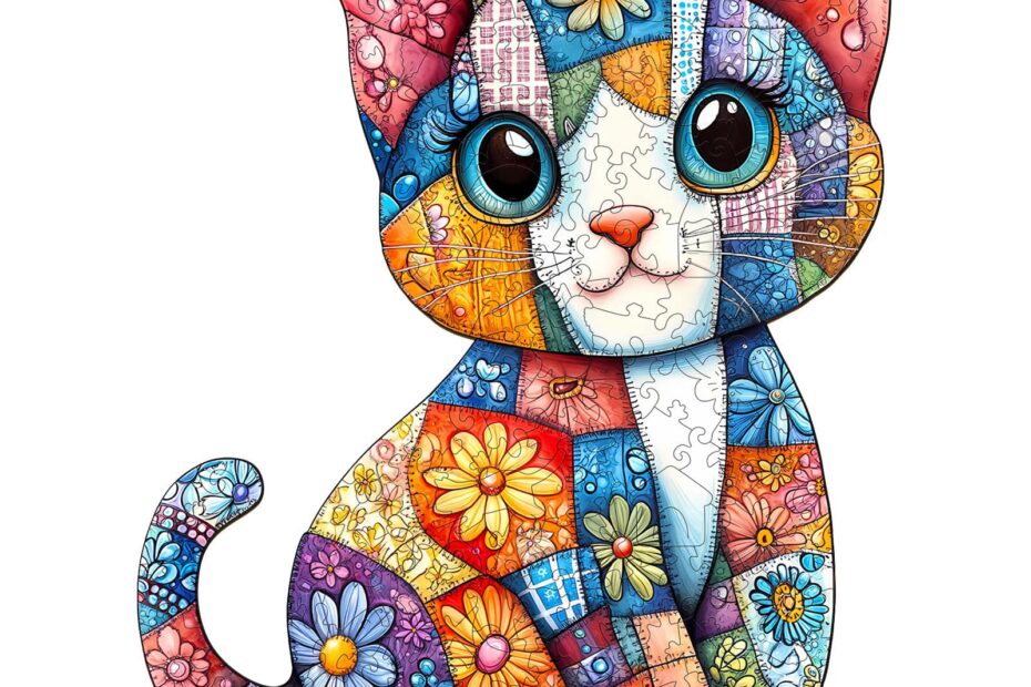 Wooden Jigsaw Puzzle – Patchwork Cat