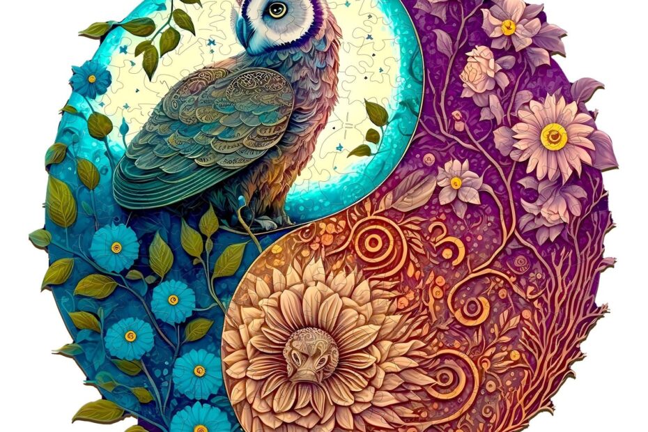 Wooden Jigsaw Puzzle-Yin Yang Owl 2