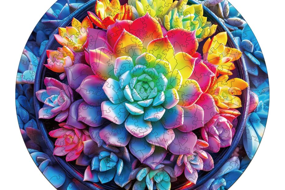 Wooden Jigsaw Puzzle -3D Succulent Plants