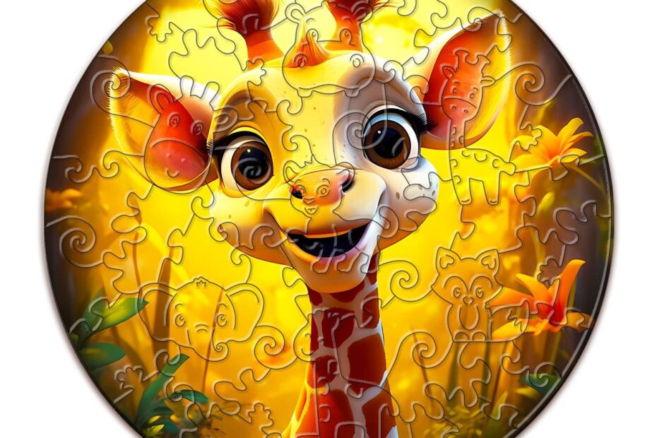 Children Wooden Jigsaw Puzzle-Cute Giraffe