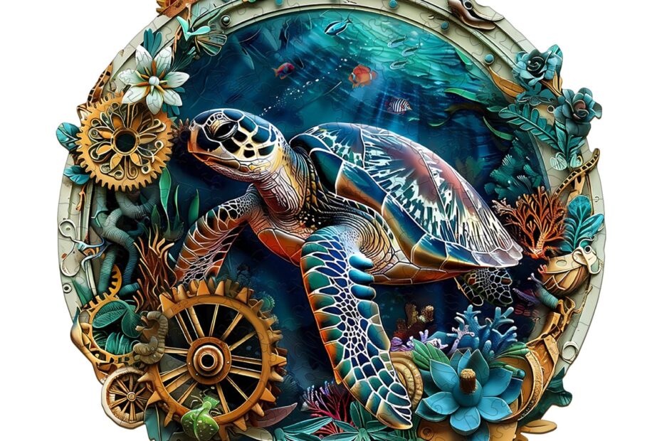 Wooden Jigsaw Puzzle-Embossed Turtle