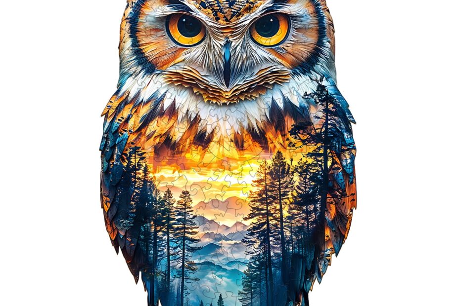 Wooden Jigsaw Puzzle-Forest Owl