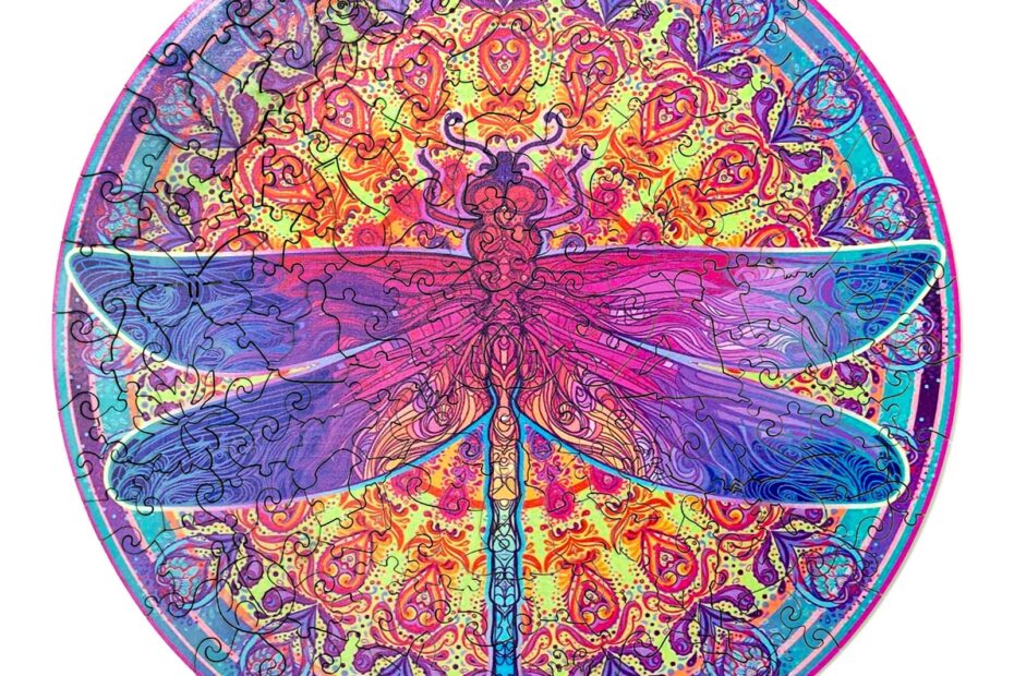 Wooden Jigsaw Puzzle-MANDALA DRAGONFLY 2