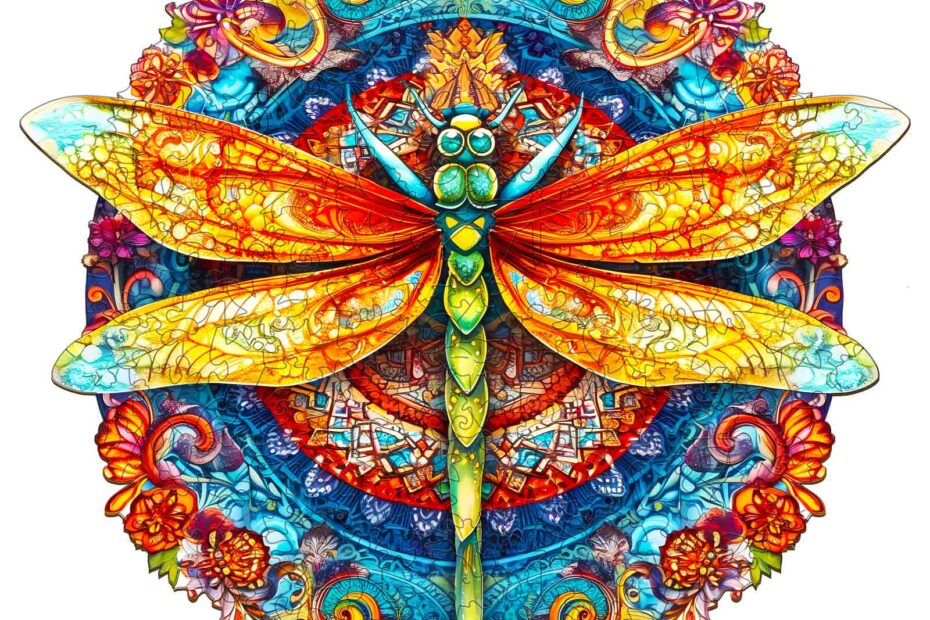 Wooden Jigsaw Puzzle-MANDALA DRAGONFLY