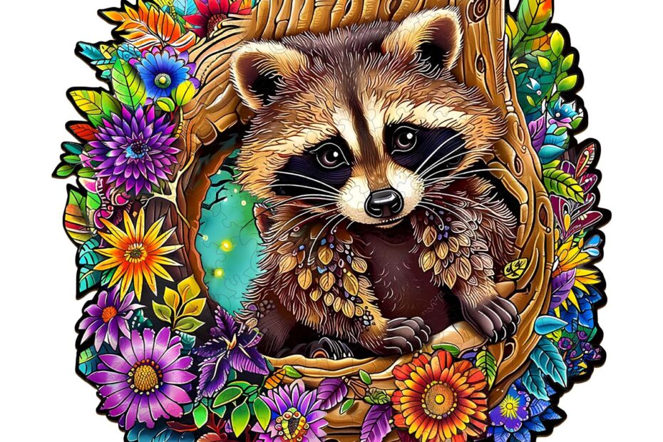Wooden Jigsaw Puzzle – Raccoon’s Secret Tree Den