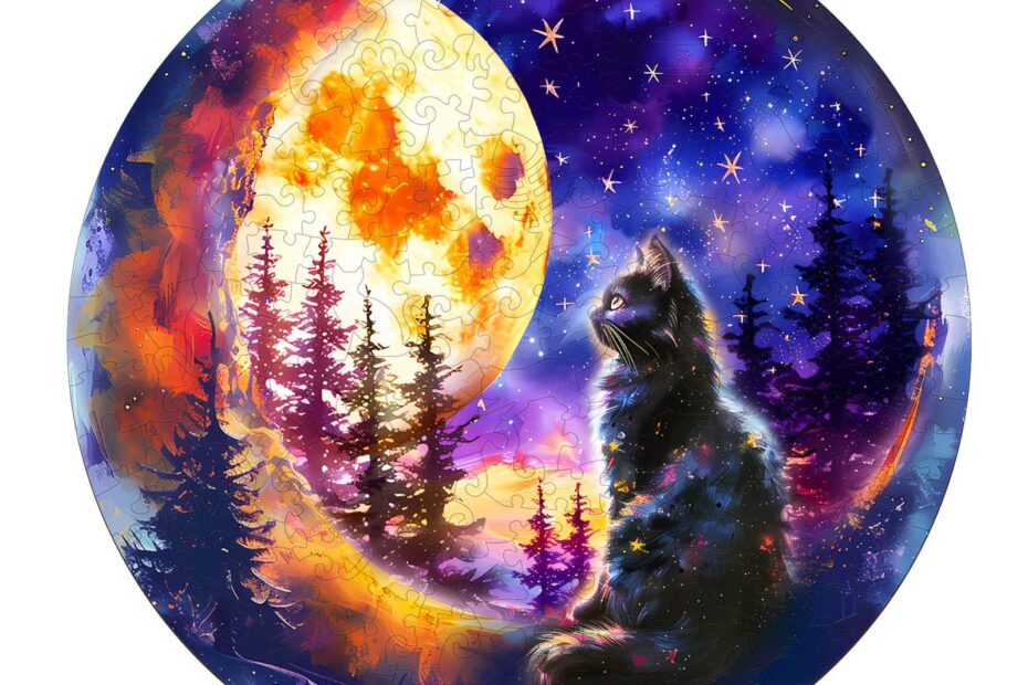 Wooden Jigsaw Puzzle-Starry Cat