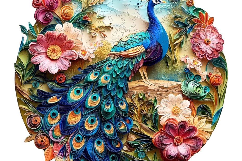 Wooden Jigsaw Puzzle – Colorful Peacock