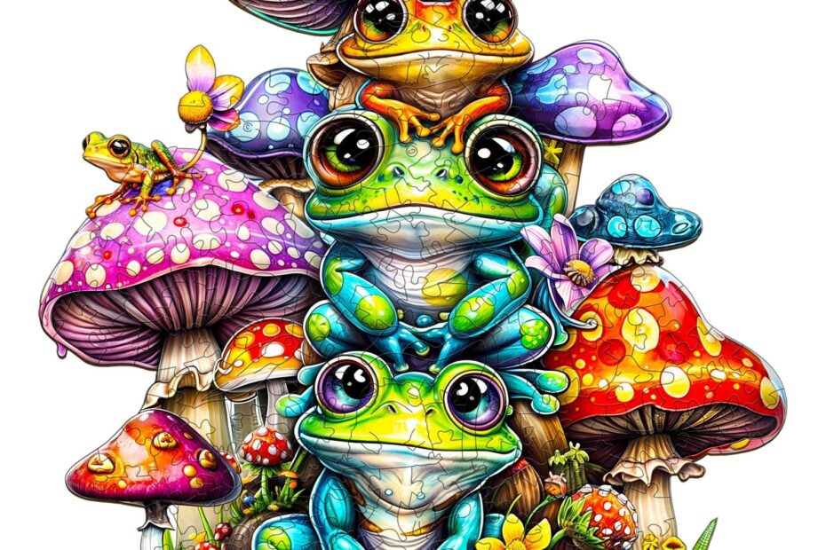 Wooden Jigsaw Puzzle-Frog Family