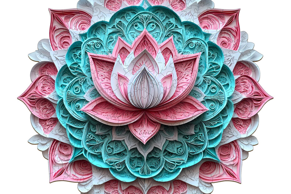 Wooden Jigsaw Puzzle – 3D Mandala Lotus-1