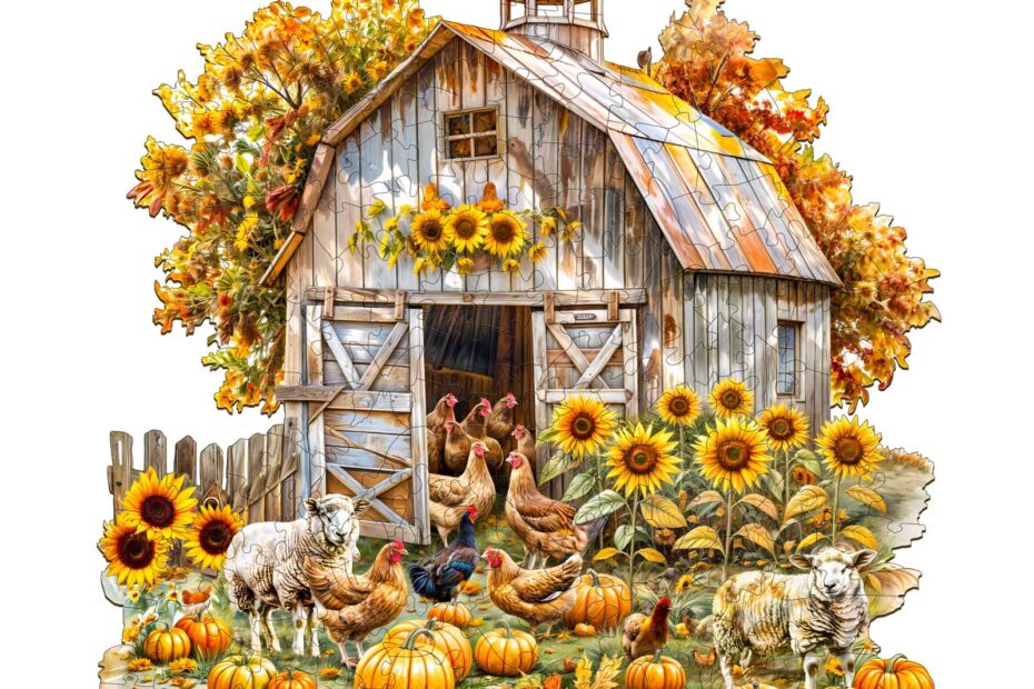 Wooden Jigsaw Puzzle-Autumn Farm